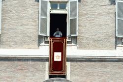 Pope Benedict giving his Saturday prayer to the faithful.